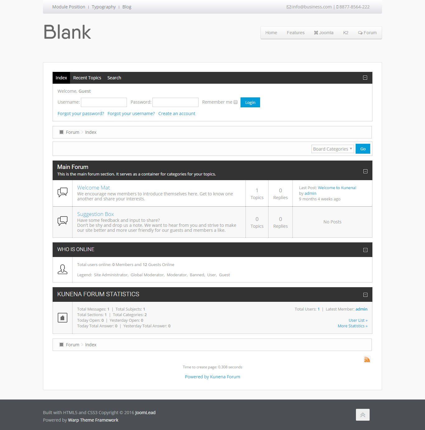 Blank documentation - JoomLead With Html5 Blank Page Template