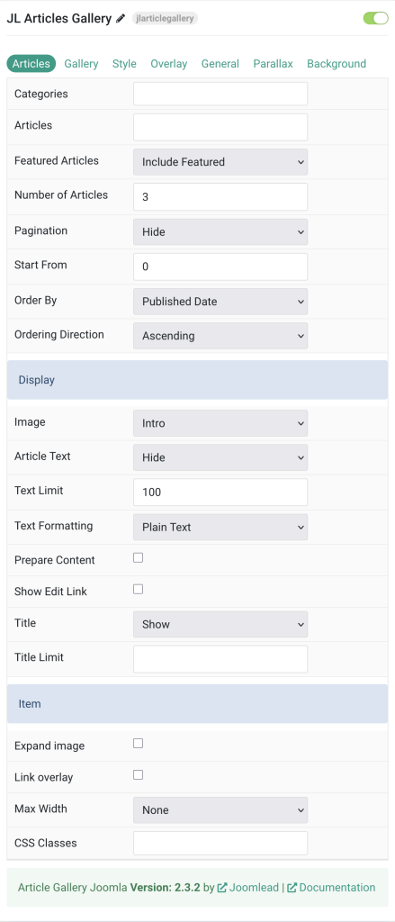 Articles/Posts Gallery Documentation - JoomLead