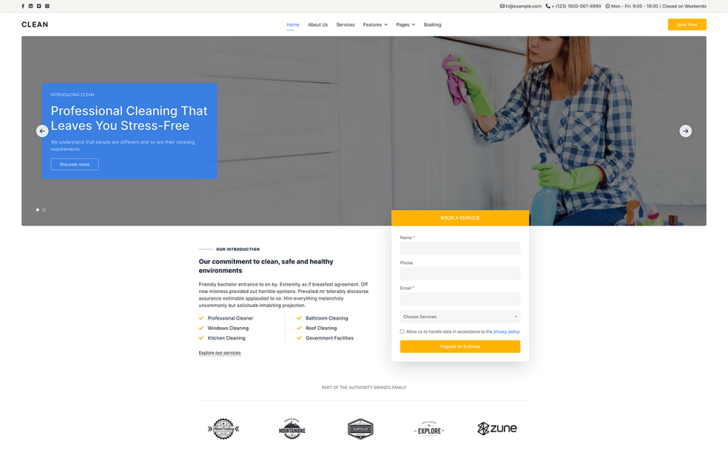 Clean Cleaning services Joomla 4 Template